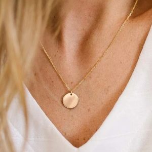 Gold Circular Disc Necklace